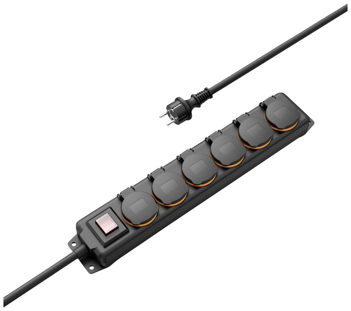 Hama 00223065 Weatherproof power strip Black Child safety, incl. switch
