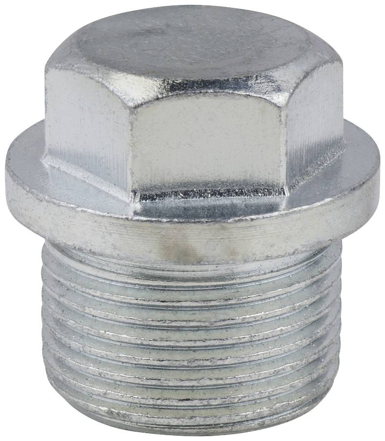 Metal hexagon-headed bolt with thread, typically used for fastening or connecting machine components.