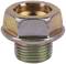 Hexagon-headed metal wheel bolt with wide collar and thread.