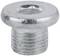 A silver, metallic, hexagonal screw head with internal threading, suitable for mechanical engineering applications.