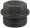 Black, hexagonal threaded cap screw. It is used for securing bolts or nuts in mechanical applications.