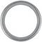 A silver, metallic ring against a white background, free from decorations.