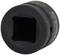 A black socket nut with a square hole, cylindrical in shape, for tool insertion.