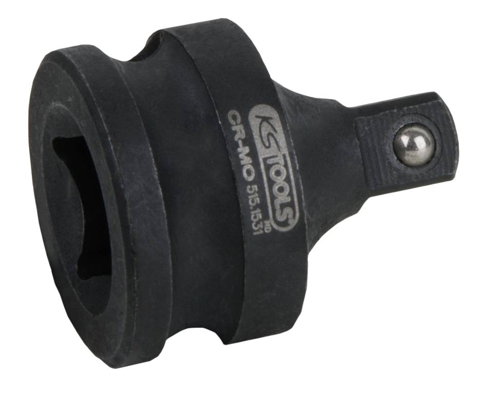 A metal adaptor from a manufacturer called KS Tools, with a square opening and ball for secure grip.