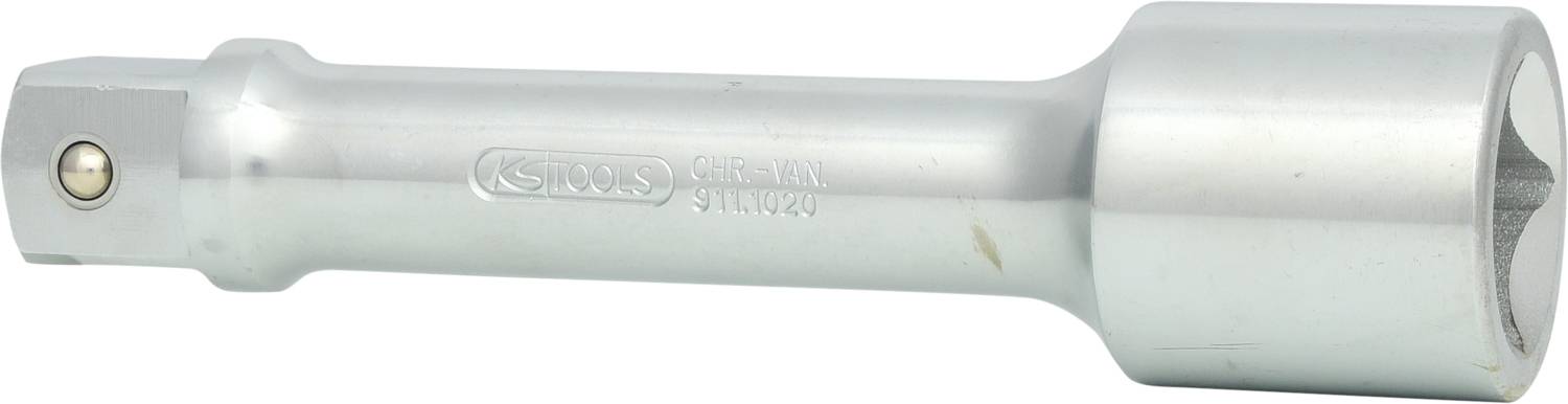 Metal socket extension bar, cylindrical in shape, with a hexagonal drive at one end. Suitable for tool use.