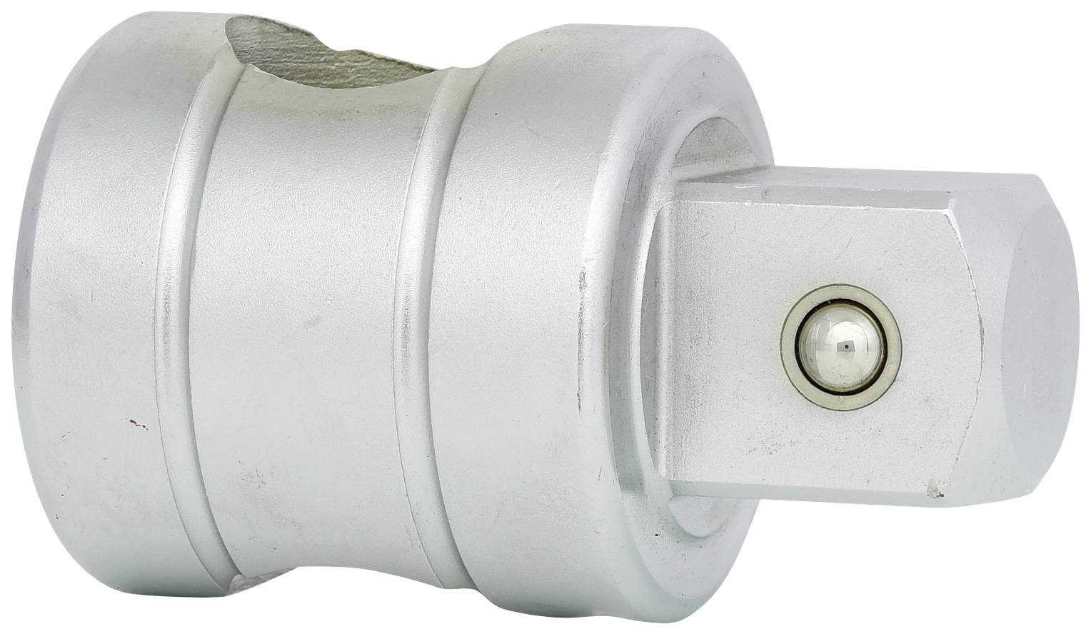 A silver tool component with a cylindrical body and square end, suitable for mechanical applications.