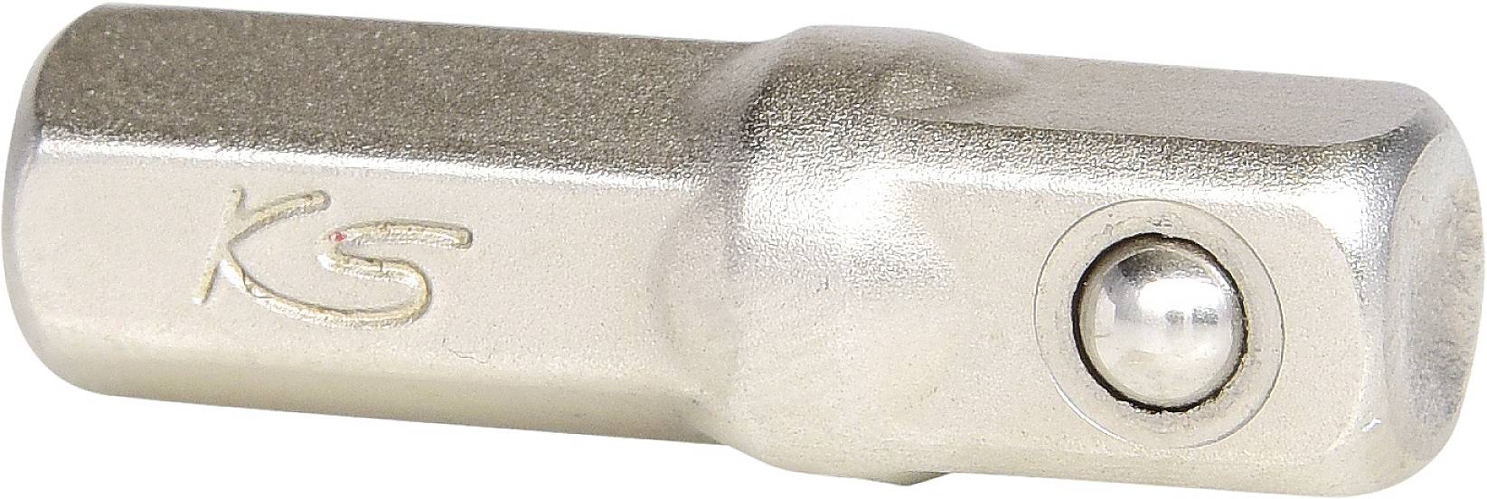 A silver metal tool component with the 'KS' marking that could serve as a connecting piece or adapter.