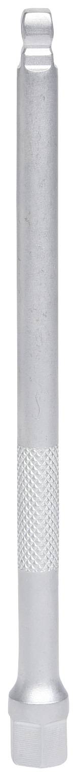 Cylindrical, silver-coloured tool with a non-slip, grooved surface in the middle.