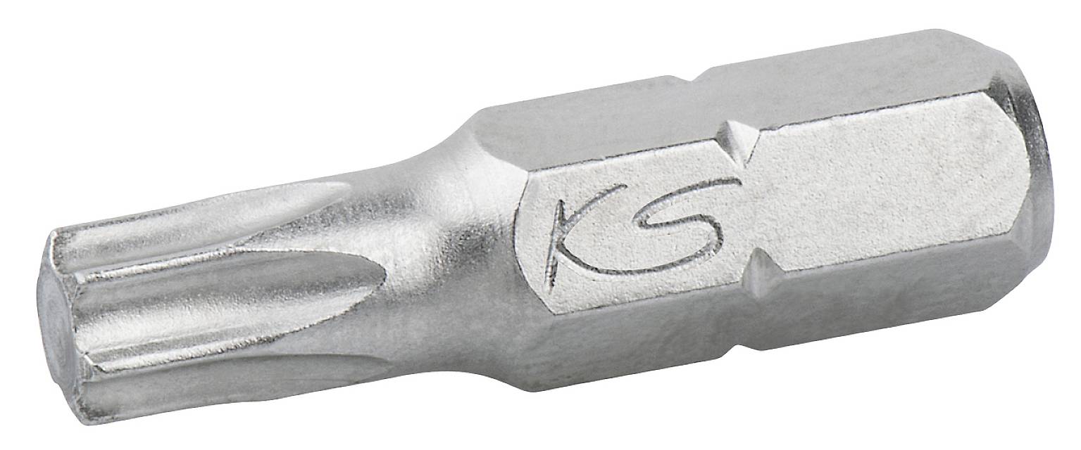 A silver-coloured Torx bit with six points and the marking 'KS'. Suitable for screwdrivers or bit sets for loosening screws.