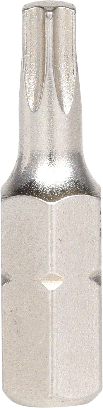 Silver-coloured Torx bit, used for screws with a star-shaped profile.