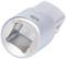 A silver tool nut with a square opening, suitable for socket wrenches, manufactured from metal.