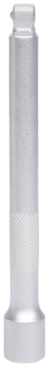A silver torch with a ridged handle, standing upright.