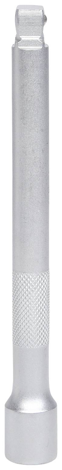 A silver cylindrical tool with a ribbed handle that could potentially be used as a lever or insertion piece.