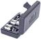 Black case with open lid, showing three silver fastening nuts and accessories, tool set for screw applications.