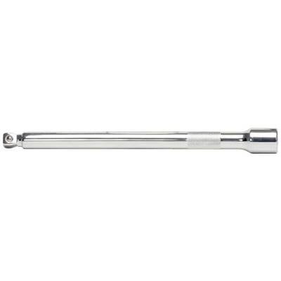 Silver extension bar with a knurled grip in the middle for better grip.