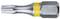 A silver screwdriver bit with a yellow ring, suitable for Torx screws, in close-up.