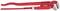Red metal pipe wrench, open and ready for use. Tool for installing pipes and working with metals.