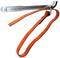 An orange pipe wrench with a long metal handle. Suitable for gripping and loosening pipes and cylindrical objects.