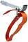 A pipe wrench with a non-slip, orange band for secure grip on smooth surfaces.