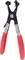 Pliers with black handles and red handle covers, suitable for securing retaining rings in machinery or vehicles.