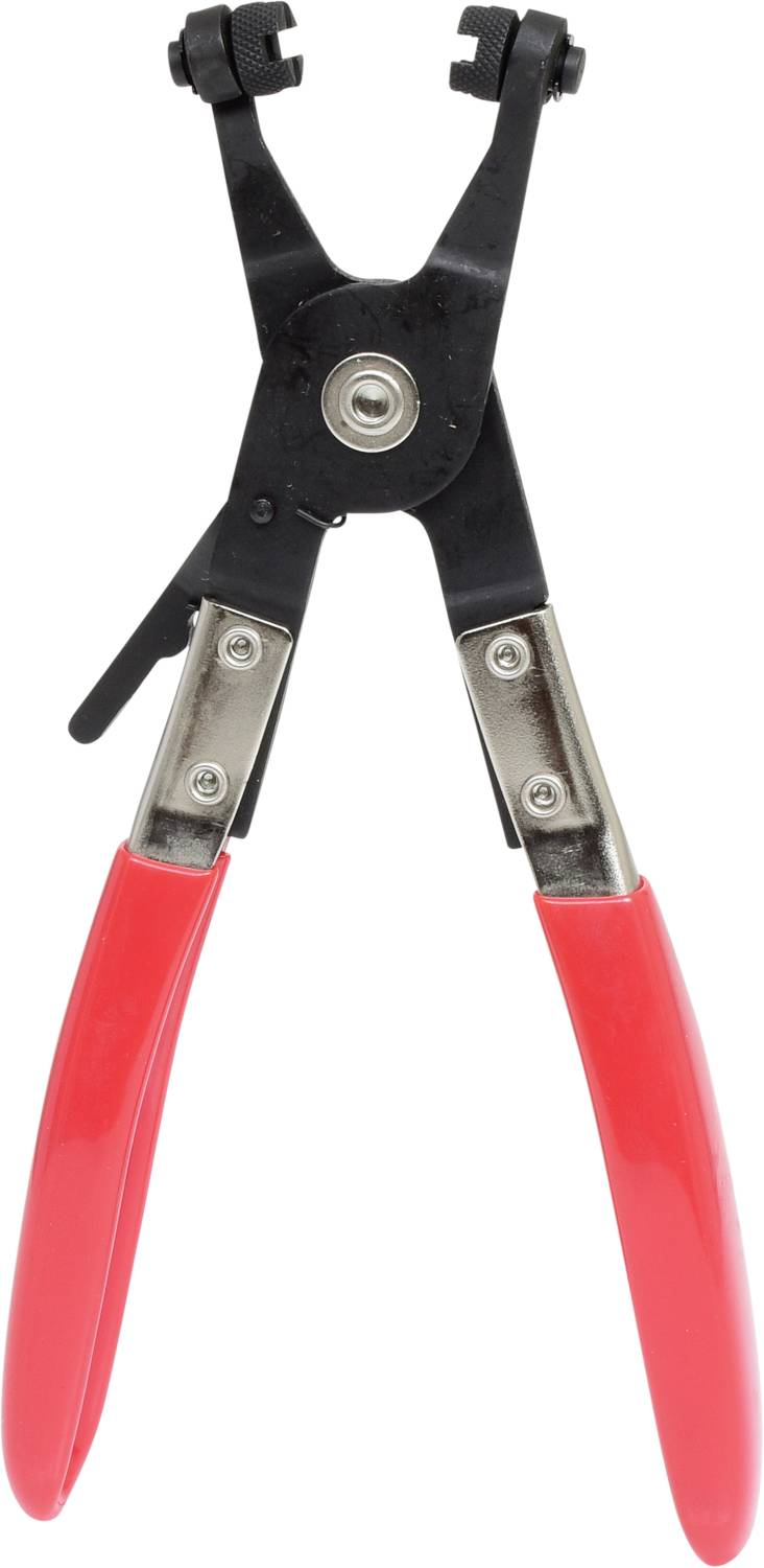 A black wire stripping pliers with red handles, designed for electrical cable processing. It has a central pivot for pressure adjustment.
