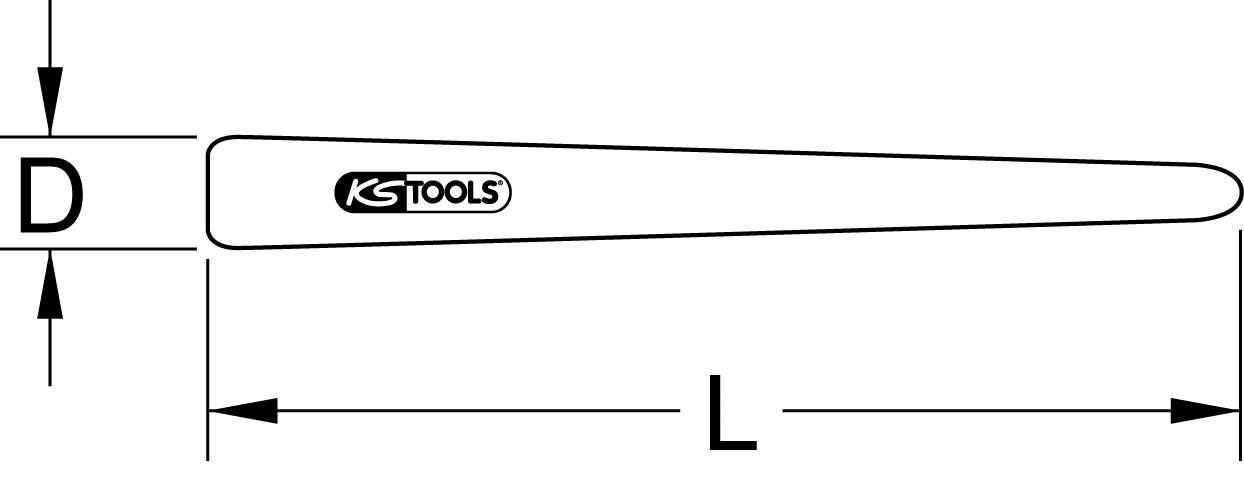 'Taper pin with dimensions: diameter (D) and length (L), brand KS Tools.'