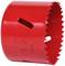 Red Bi-Metal Hole Saw, Size 25/16 inch (59 mm), with toothed edge, suitable for precise drilling in wood and metal.