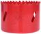 Red hole saw with serrated edge, marked '59 mm, 2 5/16'. Used for drilling circular holes in materials.