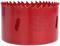 Round, red metal hole saw attachment, size 68 mm, 2 11/16 inches, with markings 'HSS-Cobalt 8%' and 'BI-METAL' for use in drill machines.