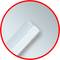Close-up of a grey, oblong object on a light background, surrounded by a red circle. The object is positioned at an angle.
