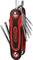Multifunctional tool with several fold-out screwdrivers. Red and black design, compact and handy.