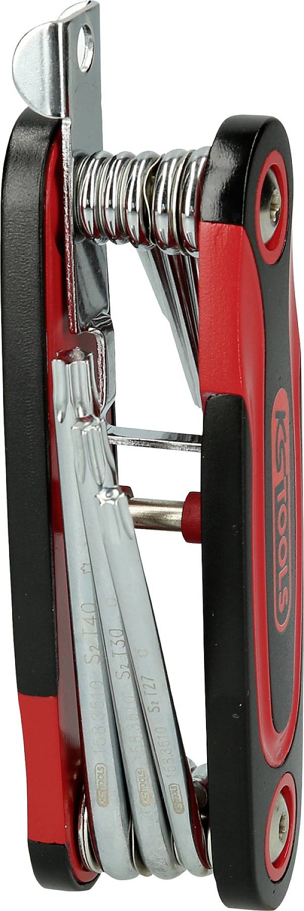 Multifunctional tool set with multiple hex keys in various sizes, foldable and compact.