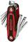 A multifunctional tool set with various hex keys in a foldable, red and black handle.