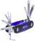 A multi-tool with various fold-out hex keys and screwdrivers on a blue-black handle.