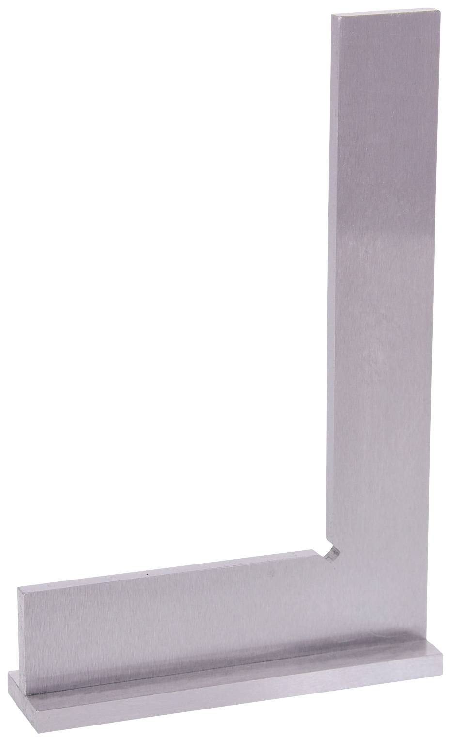 Metal angle with right-angled edges, used for precise measuring and alignment of workpieces in craftsmanship or industry.