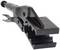A black pliers with jaws and handle visible, used for gripping and joining metal sheets.