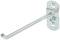 Single silver metal hook with rectangular mounting plate and two screw holes, suitable for wall mounting.