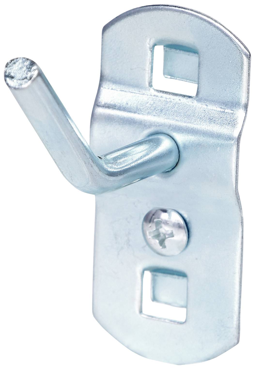 Metal hook on a wall mounting with a screw, suitable for hanging light objects.