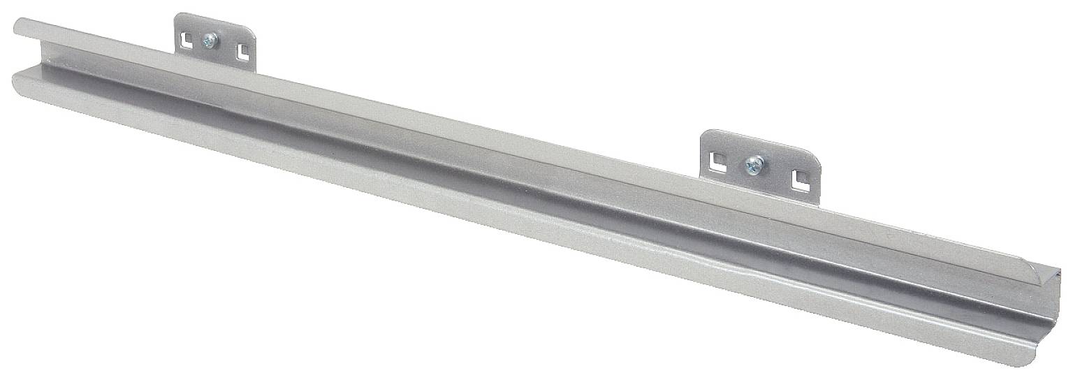 Metal rail with two mounting brackets at the top, suitable for fixing to walls or other surfaces.