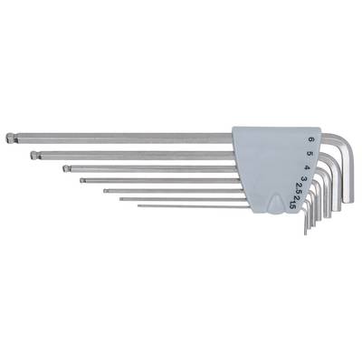 A set of Allen keys in various sizes, lined up in a white holder. Numbers 2-6 are visible.