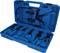 A blue toolbox contains various pliers and tools, arranged in specific compartments, suitable for vehicle repairs.