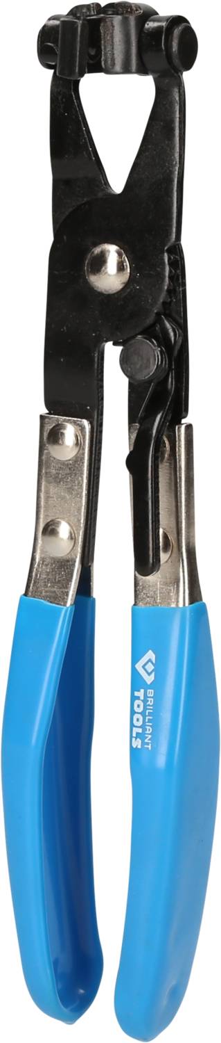 A black pair of pliers with a blue handle, used for specific plumbing or screw-related tasks.