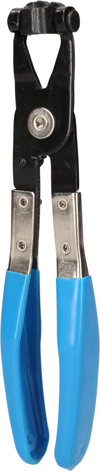 Metal pliers with blue plastic handles, used for separating or cutting materials.