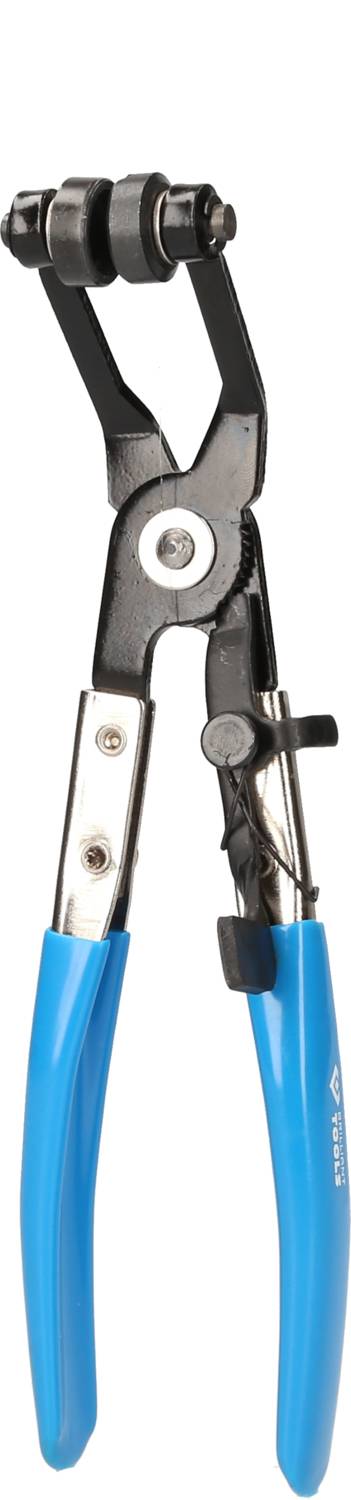 A pair of pliers with blue handles and a special head, apparently suitable for specific craft or repair work.