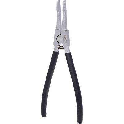 A silver pair of pliers with black handles, shown upright with closed tips. Suitable for craft work or repairs.