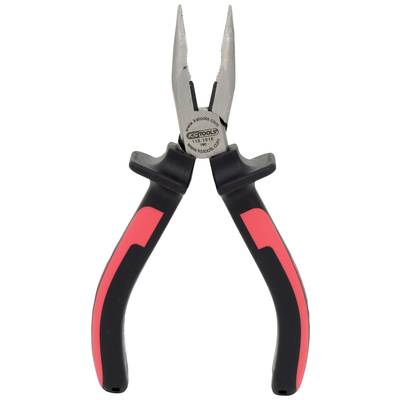 Pointed pliers with red and black handles, suitable for precise work in electronics or DIY.