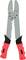 A large pair of pliers with grey jaws and red handles, suitable for robust applications.
