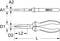 Technical drawing of a flat pliers with dimensions: A1, A2, D1, D2, L, L2. Pliers have handles and serrated jaws.