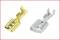 Two metal connectors, one made of gold-coloured metal and the other made of silver-coloured metal, on a white background.