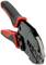 A red and black crimping pliers for connecting cable end ferrules to cables, pictured on a white background.